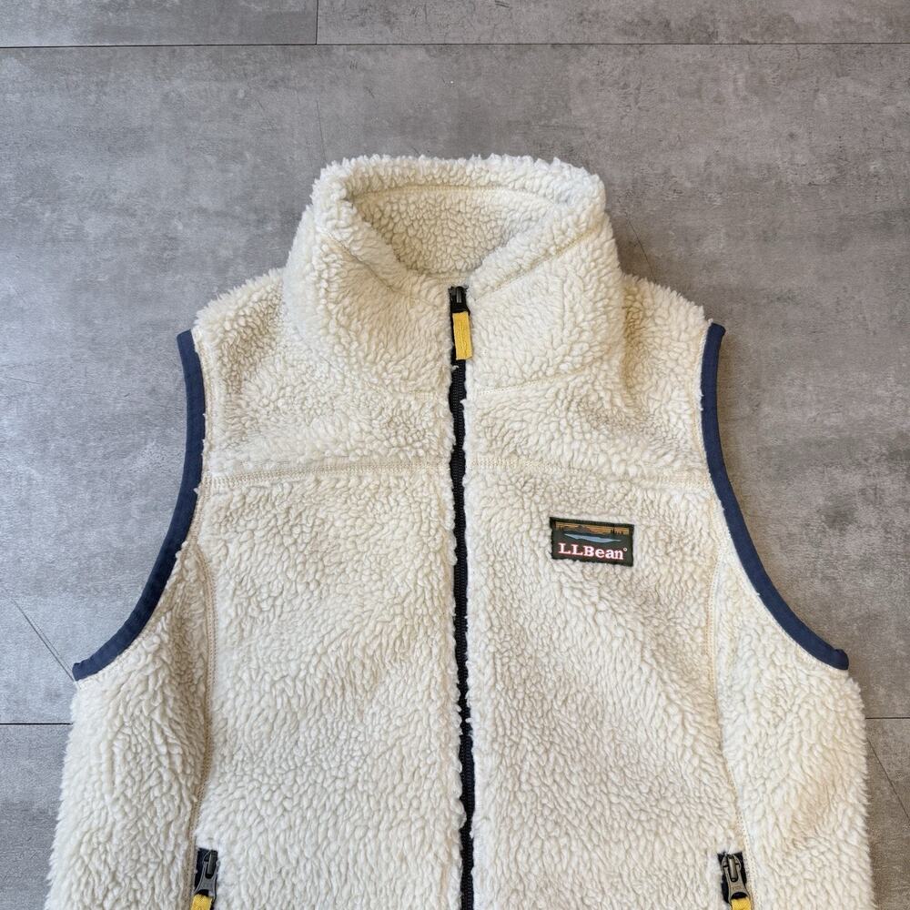 LL Bean Mountain Pile Sherpa Fleece Vest Full Zip Natural Cream Women’s XS-REG - Picture 2 of 6